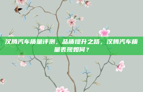 汉腾汽车质量评测，品质提升之路，汉腾汽车质量表现如何？