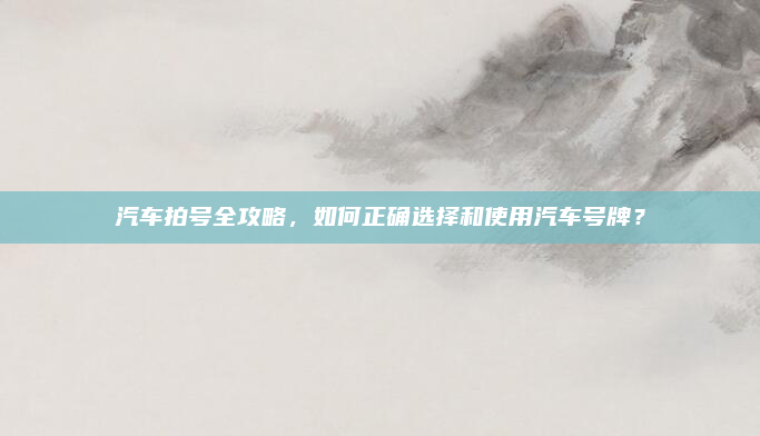 汽车拍号全攻略,如何正确选择和使用汽车号牌?