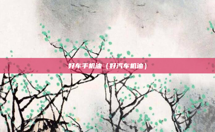 好车手机油（好汽车机油）