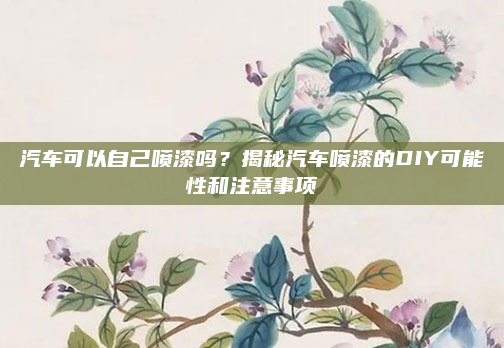 汽车可以自己喷漆吗?揭秘汽车喷漆的DIY可能性和注意事项