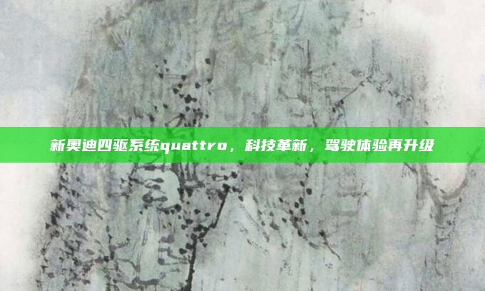 新奥迪四驱系统quattro，科技革新，驾驶体验再升级