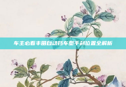 车主必看丰田自动挡车型手刹位置全解析
