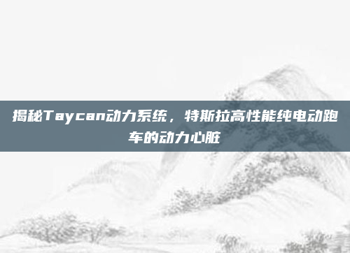 揭秘Taycan动力系统,特斯拉高性能纯电动跑车的动力心脏