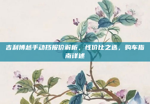 吉利博越手动挡报价解析，性价比之选，购车指南详述