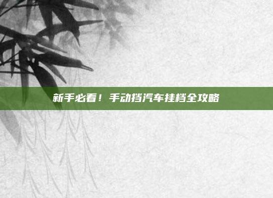 新手必看！手动挡汽车挂档全攻略