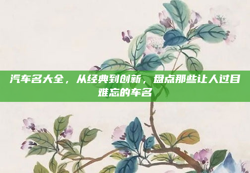 汽车名大全,从经典到创新,盘点那些让人过目难忘的车名
