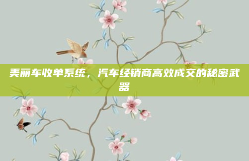 美丽车收单系统，汽车经销商高效成交的秘密武器