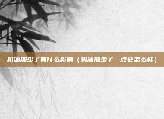 机油加少了有什么影响（机油加少了一点会怎么样）