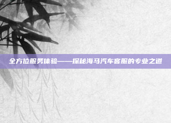 全方位服务体验——探秘海马汽车客服的专业之道