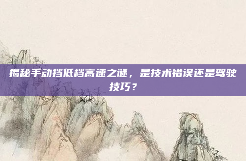 揭秘手动挡低档高速之谜，是技术错误还是驾驶技巧？