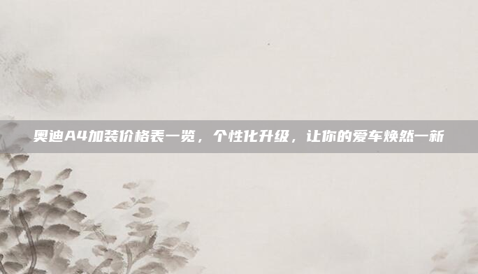 奥迪A4加装价格表一览，个性化升级，让你的爱车焕然一新