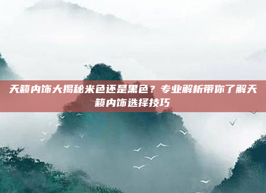 天籁内饰大揭秘米色还是黑色？专业解析带你了解天籁内饰选择技巧