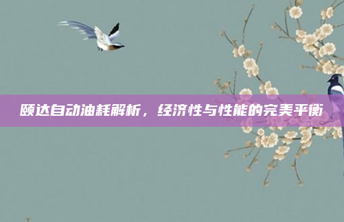 颐达自动油耗解析，经济性与性能的完美平衡