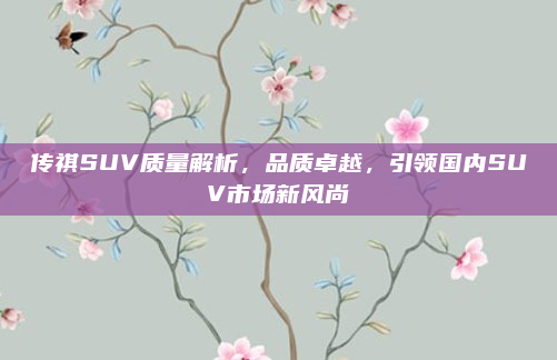 传祺SUV质量解析,品质卓越,引领国内SUV市场新风尚