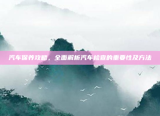 汽车保养攻略，全面解析汽车检查的重要性及方法