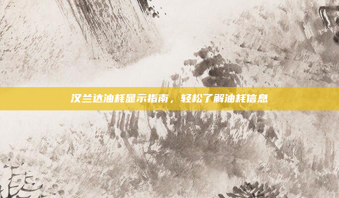 汉兰达油耗显示指南，轻松了解油耗信息