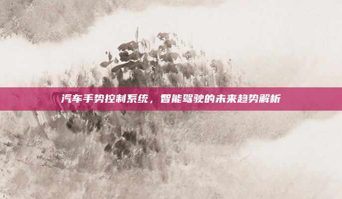 汽车手势控制系统，智能驾驶的未来趋势解析