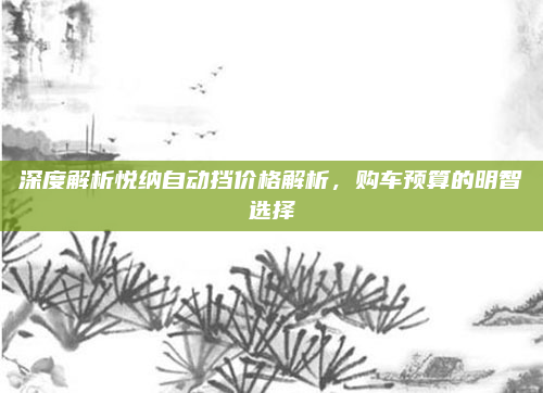 深度解析悦纳自动挡价格解析，购车预算的明智选择