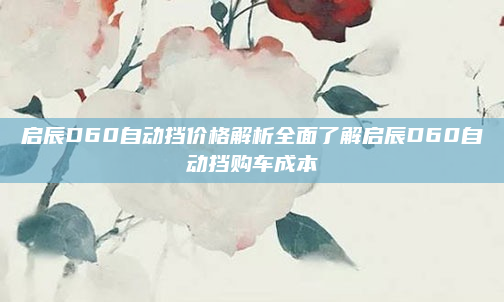 启辰D60自动挡价格解析全面了解启辰D60自动挡购车成本