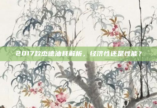 2017款杰德油耗解析，经济性还是性能？