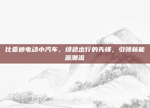 比亚迪电动小汽车，绿色出行的先锋，引领新能源潮流