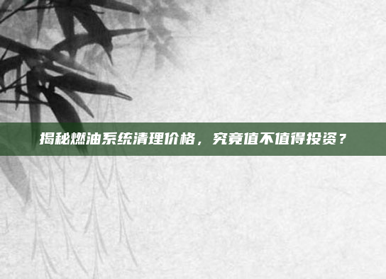 揭秘燃油系统清理价格，究竟值不值得投资？