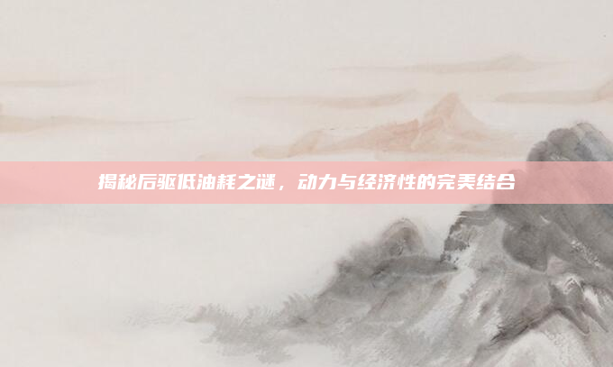 揭秘后驱低油耗之谜,动力与经济性的完美结合