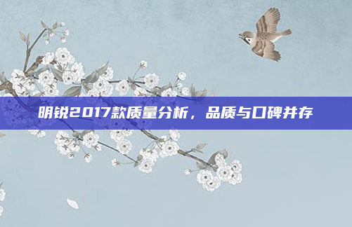 明锐2017款质量分析，品质与口碑并存