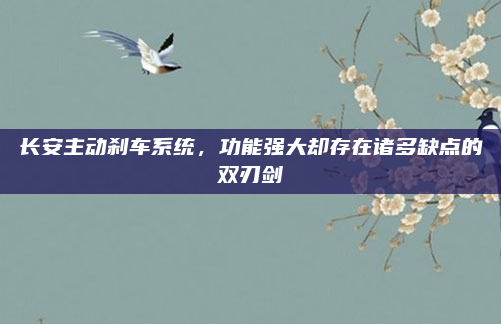 长安主动刹车系统，功能强大却存在诸多缺点的双刃剑