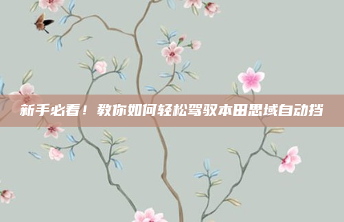 新手必看！教你如何轻松驾驭本田思域自动挡