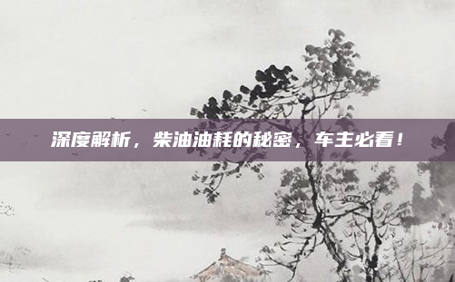 深度解析，柴油油耗的秘密，车主必看！