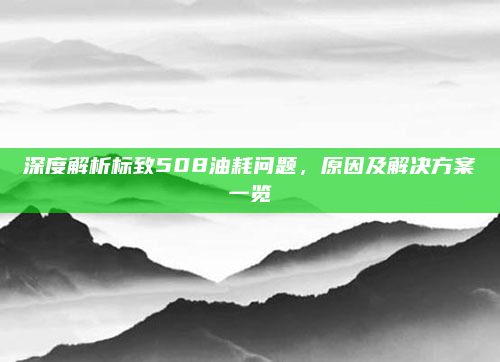 深度解析标致508油耗问题,原因及解决方案一览