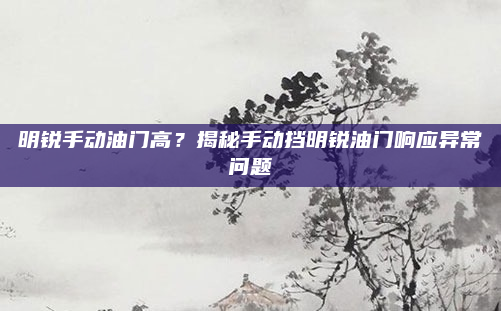 明锐手动油门高?揭秘手动挡明锐油门响应异常问题