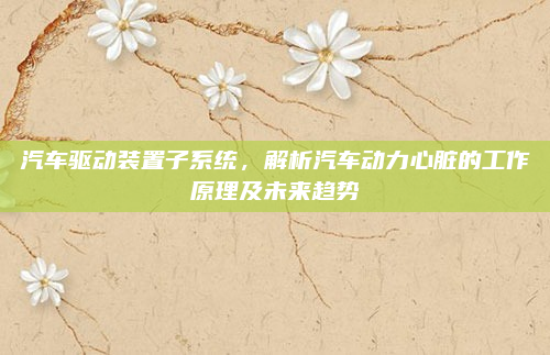 汽车驱动装置子系统,解析汽车动力心脏的工作原理及未来趋势