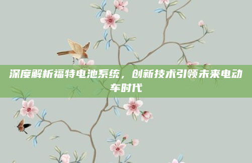 深度解析福特电池系统，创新技术引领未来电动车时代