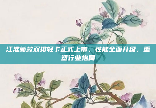 江淮新款双排轻卡正式上市,性能全面升级,重塑行业格局