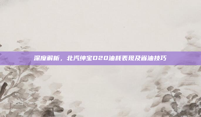 深度解析,北汽绅宝D20油耗表现及省油技巧