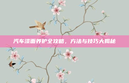 汽车漆面养护全攻略，方法与技巧大揭秘