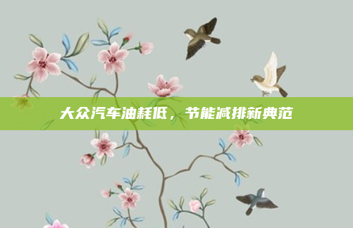 大众汽车油耗低,节能减排新典范