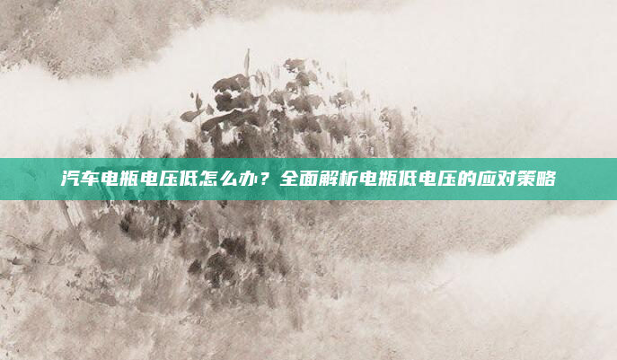 汽车电瓶电压低怎么办？全面解析电瓶低电压的应对策略