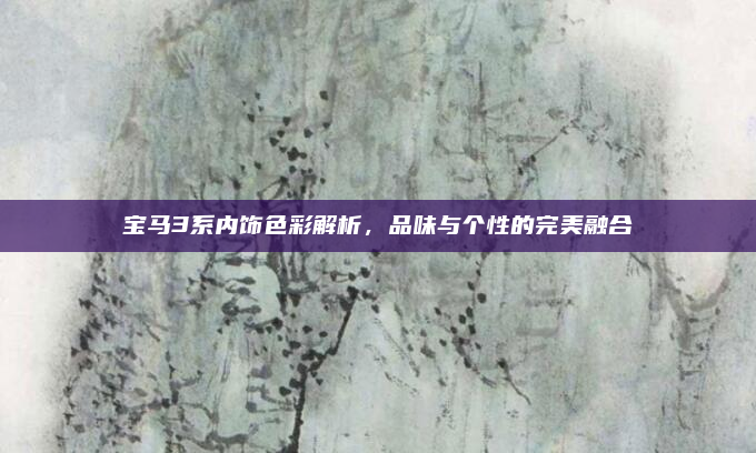 宝马3系内饰色彩解析,品味与个性的完美融合