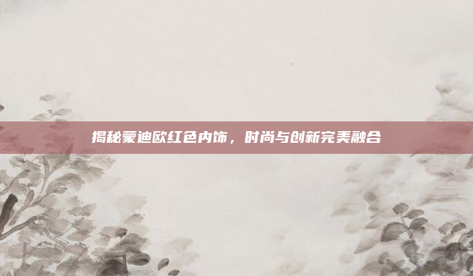 揭秘蒙迪欧红色内饰，时尚与创新完美融合