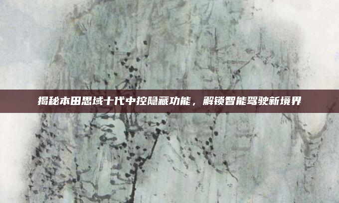 揭秘本田思域十代中控隐藏功能，解锁智能驾驶新境界