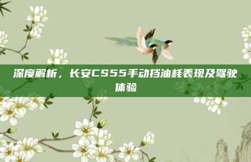 深度解析，长安CS55手动挡油耗表现及驾驶体验