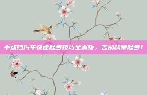 手动档汽车快速起步技巧全解析,告别蹒跚起步!