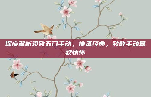 深度解析观致五门手动，传承经典，致敬手动驾驶情怀