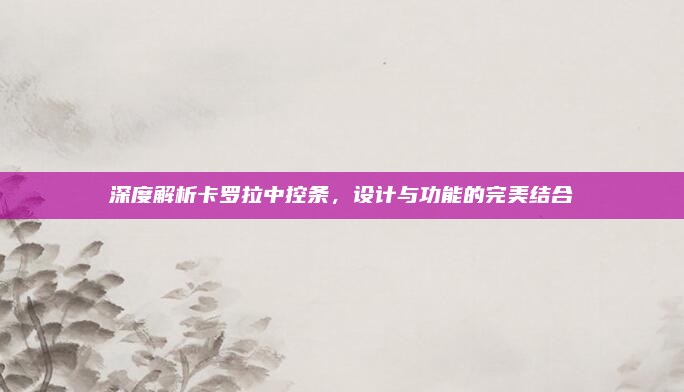 深度解析卡罗拉中控条,设计与功能的完美结合