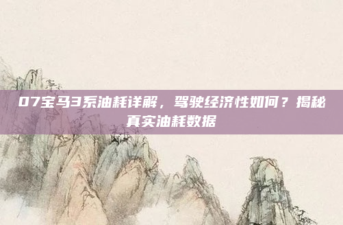 07宝马3系油耗详解，驾驶经济性如何？揭秘真实油耗数据
