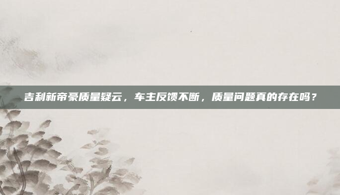 吉利新帝豪质量疑云，车主反馈不断，质量问题真的存在吗？