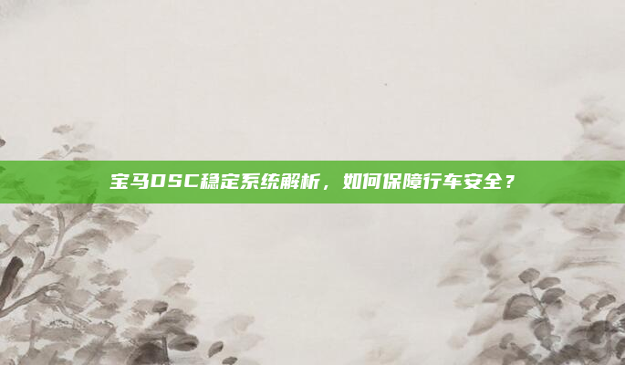 宝马DSC稳定系统解析,如何保障行车安全?